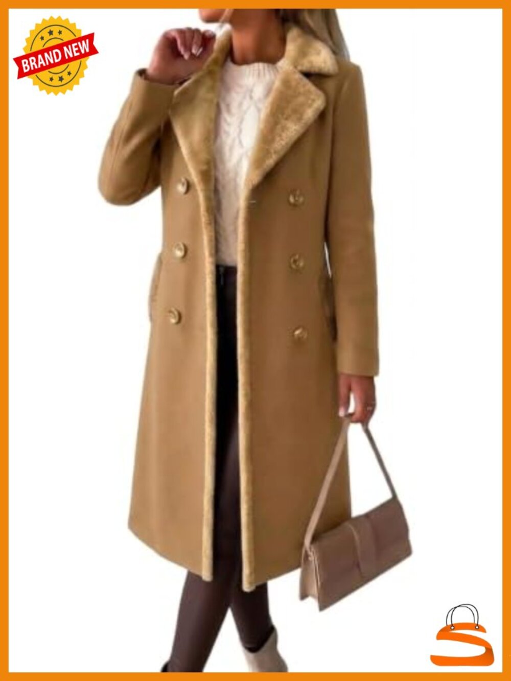 Wool Double Breasted Long Peacoat Notch Lapel Winter Coat